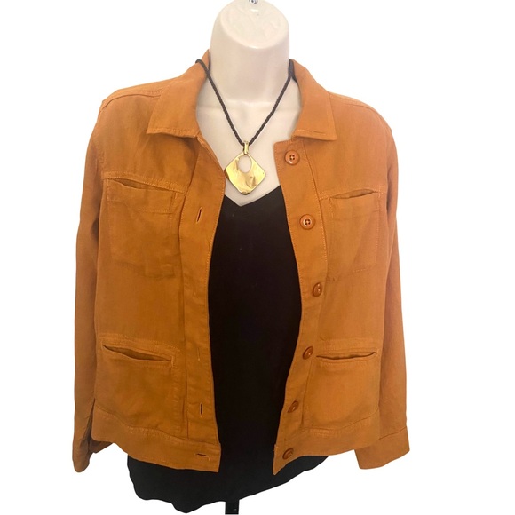 NWT Lucky Brand Women Mustard Linen Short Jacket Blazer Size Small - Picture 8 of 11